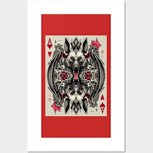 Maned Wolf Dragon Ace of Hearts Posters and Art